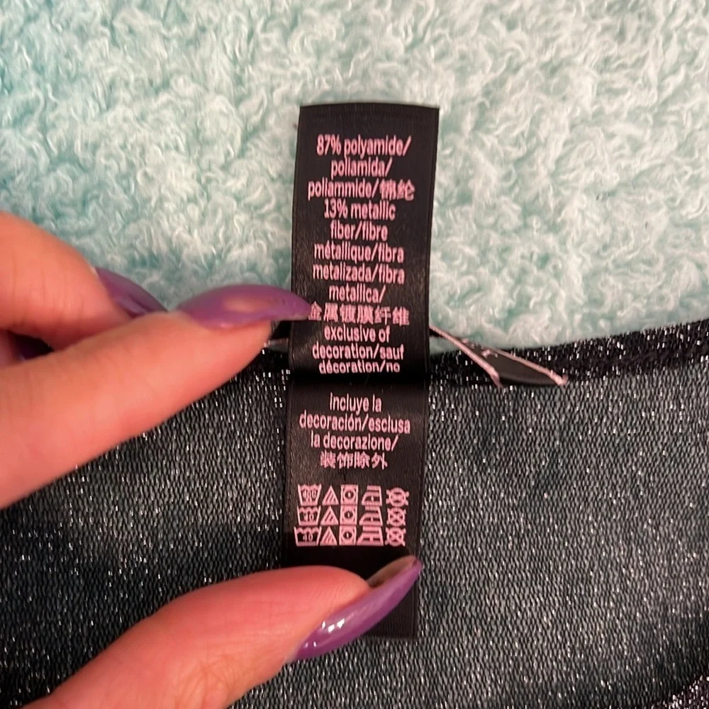 🔥Victoria’s Secret Women’s Translucent Black Glitter Long Sleeve Top Size XS EC🔥